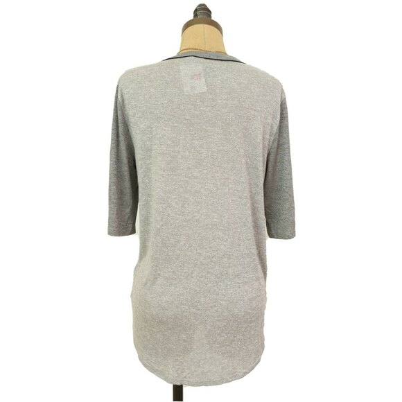 Vince Contrast Sleeve Lightweight Top Size S Round Hem Baseball Gray EUC B90 - Picture 3 of 5